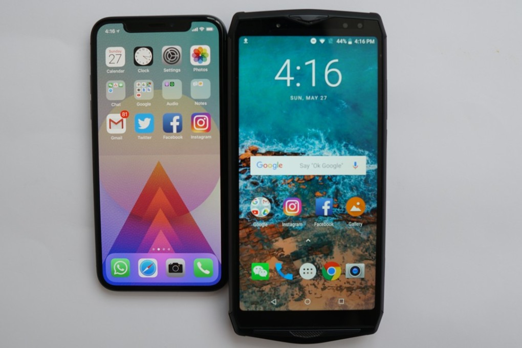 The Ulefone Power 5 (right) next to an iPhone X. Photo: Ben Sin