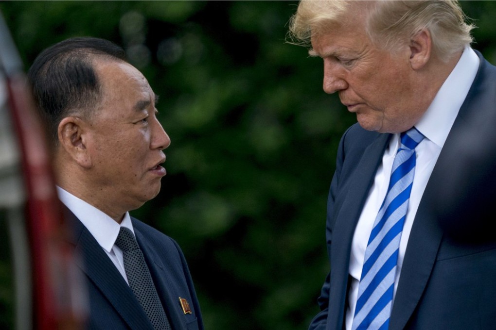 US President Donald Trump shakes hands with Kim Yong-chol after their meeting at the White House on Friday. Photo: AP