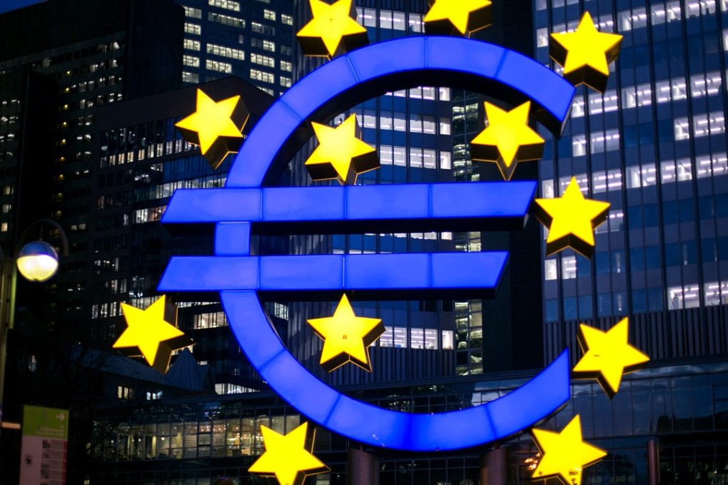 The euro sign in Frankfurt, Germany. Photo: Bloomberg