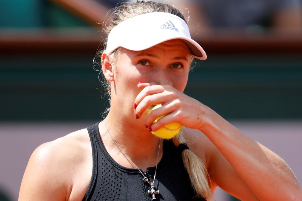 Denmark's Caroline Wozniacki reacts during her fourth round match against Russia's Daria Kasatkina. Photo: Reuters