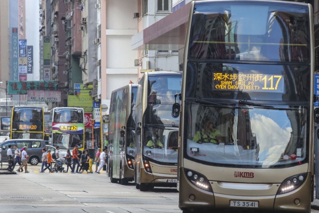 Long queues of buses on Nathan Road in Mong Kok, amid a work-to-rule protest by drivers against the Transport Department’s failure to remove guidelines that can lead to 14-hour shifts. Photo: Felix Wong