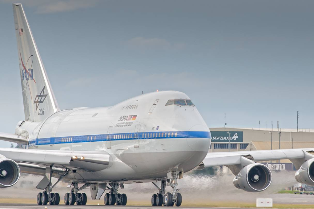 SOFIA takes off from Christchurch International Airport in 2017. Photo: Sofia/Waynne Williams