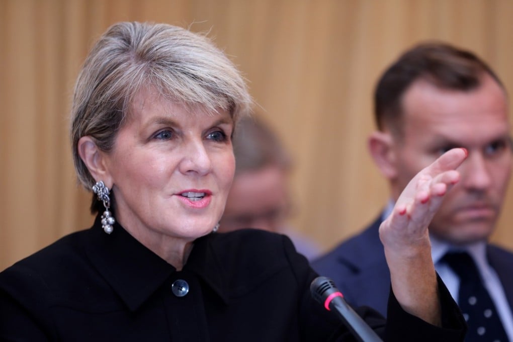 Australia’s Foreign Minister Julie Bishop said private companies should be able to conduct business operations free from political pressure from governments. Photo: EPA-EFE
