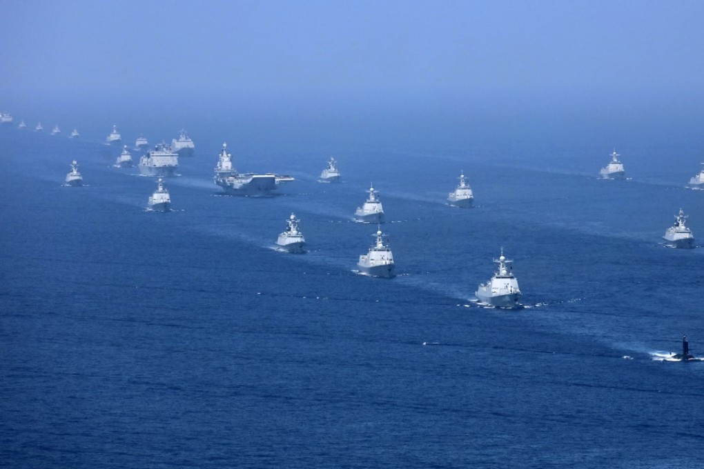 China’s Liaoning aircraft carrier is accompanied by navy frigates and submarines, as they conduct exercises in the South China Sea on April 12, amid heightened tensions over increased US support for Taiwan. Photo: Xinhua via AP