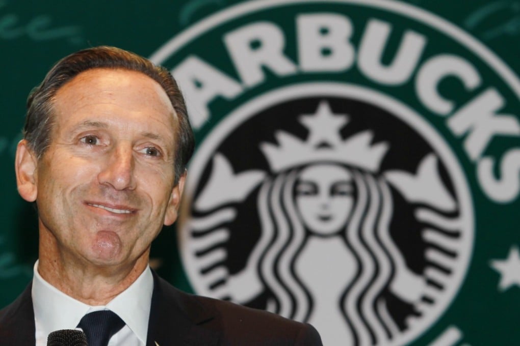 Howard Schultz, Chief Executive of Starbucks at the 10th anniversary of the opening of the first Hong Kong Starbucks at Exchange Square in Central on April 15, 2010. Photo: SCMP