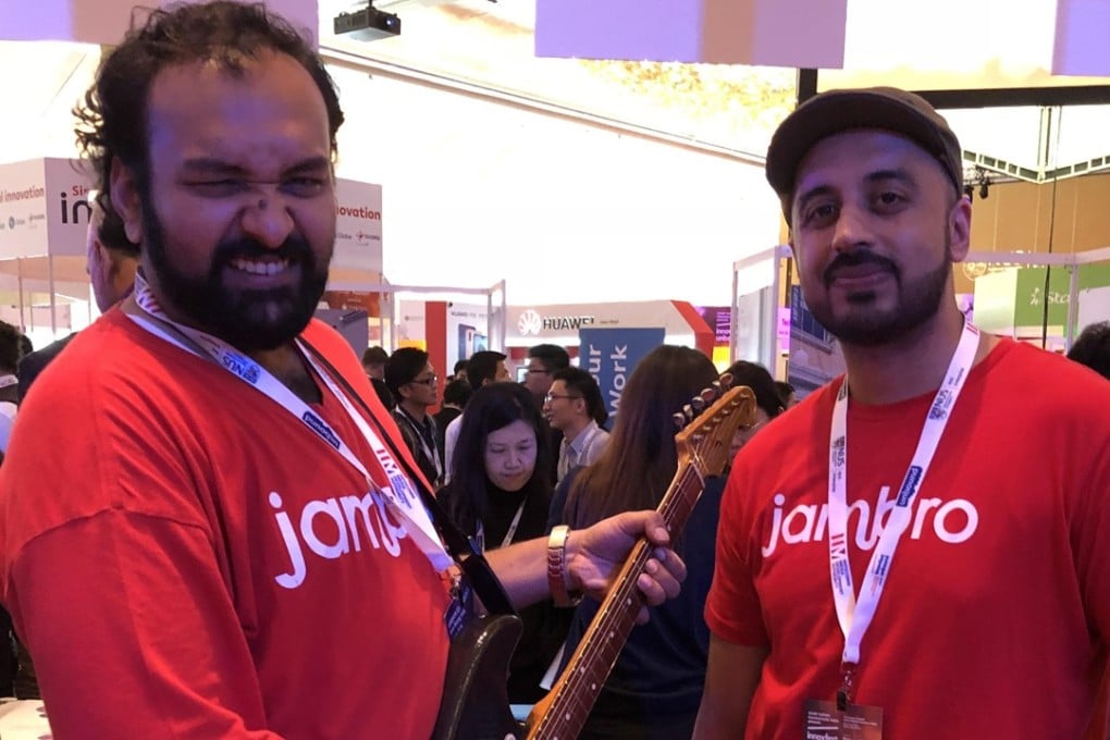 Jambro founders Jasir Abro (left) and Shahzaib Zulfiqar (right) at the Singapore Innovfest Unbound conference this week. Photo: SCMP