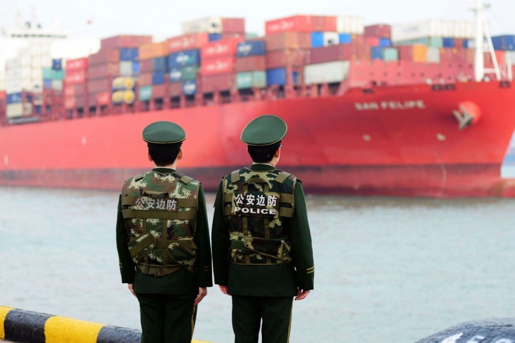 A cargo ship at a port in Qingdao. Photo: AFP