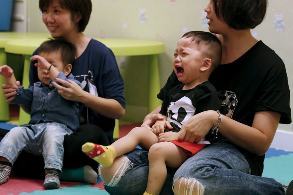 Toddlers are prepared for kindergarten interviews through centres running dedicated courses, in Hong Kong in 2015. Photo: Reuters