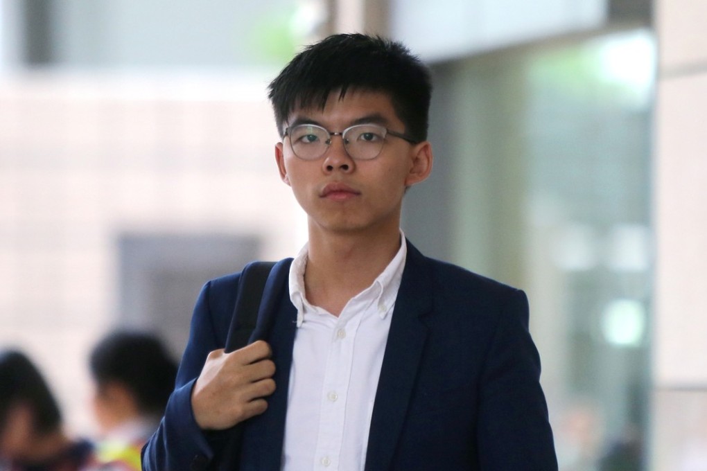 Joshua Wong outside the court on Thursday. Photo: Xiaomei Chen