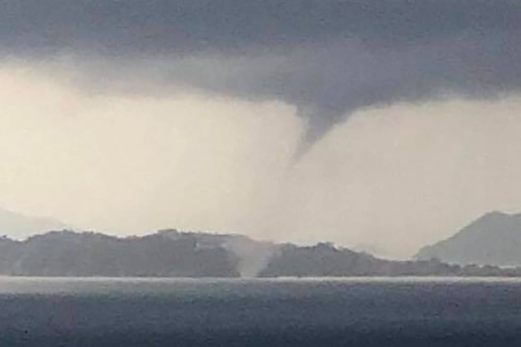 The waterspout was spotted off Cheung Chau amid unstable weather brought by tropical storm Ewiniar. Photo: Facebook