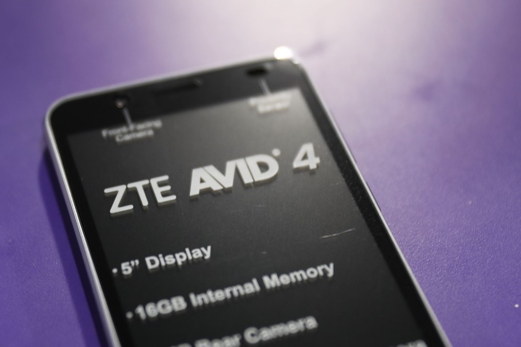 A cell phone manufactured by ZTE. Photo: AFP