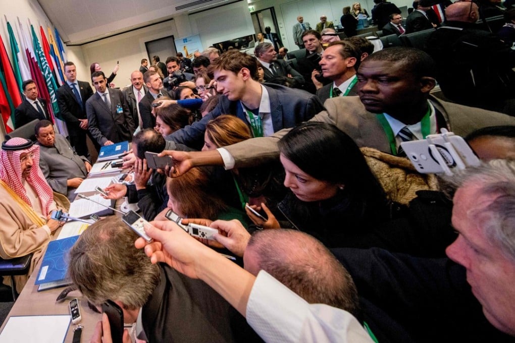 Saudi Arabia's Energy Minister Khaled al-Falih (L) and OPEC Secretary General Mohammed Barkindo (2ndL) at the start of the previous conference of the Organisation of the Petroleum Exporting Countries (OPEC) in Vienna on November 30, 2017. Photo: AFP