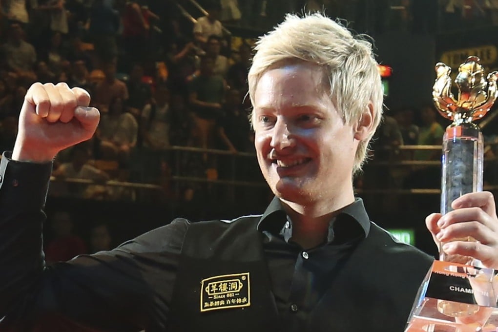 Neil Robertson after winning the 2017 Hong Kong Masters final at Queen Elizabeth Stadium. Photo: David Wong