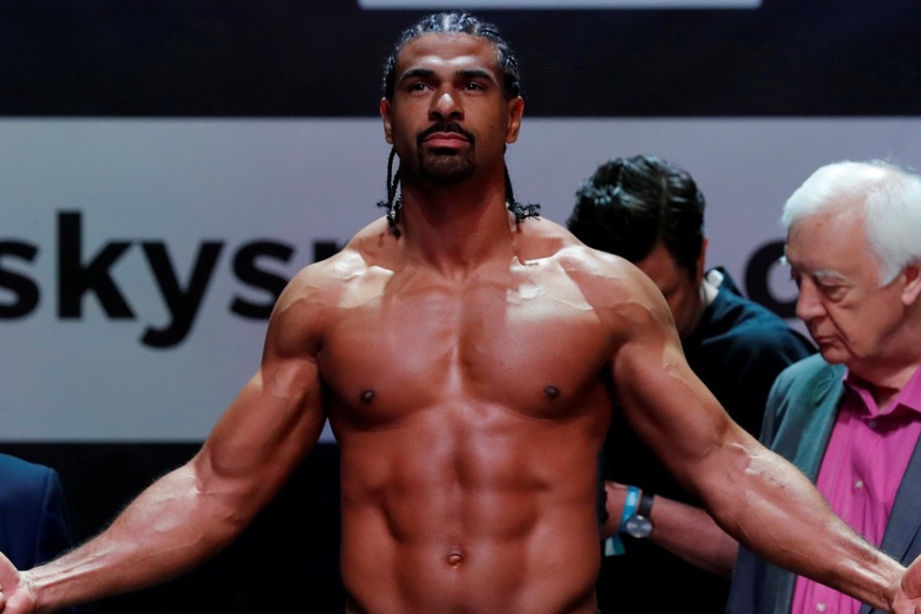 David Haye weighs in before his most recent fight against Tony Bellew. Photos: Reuters