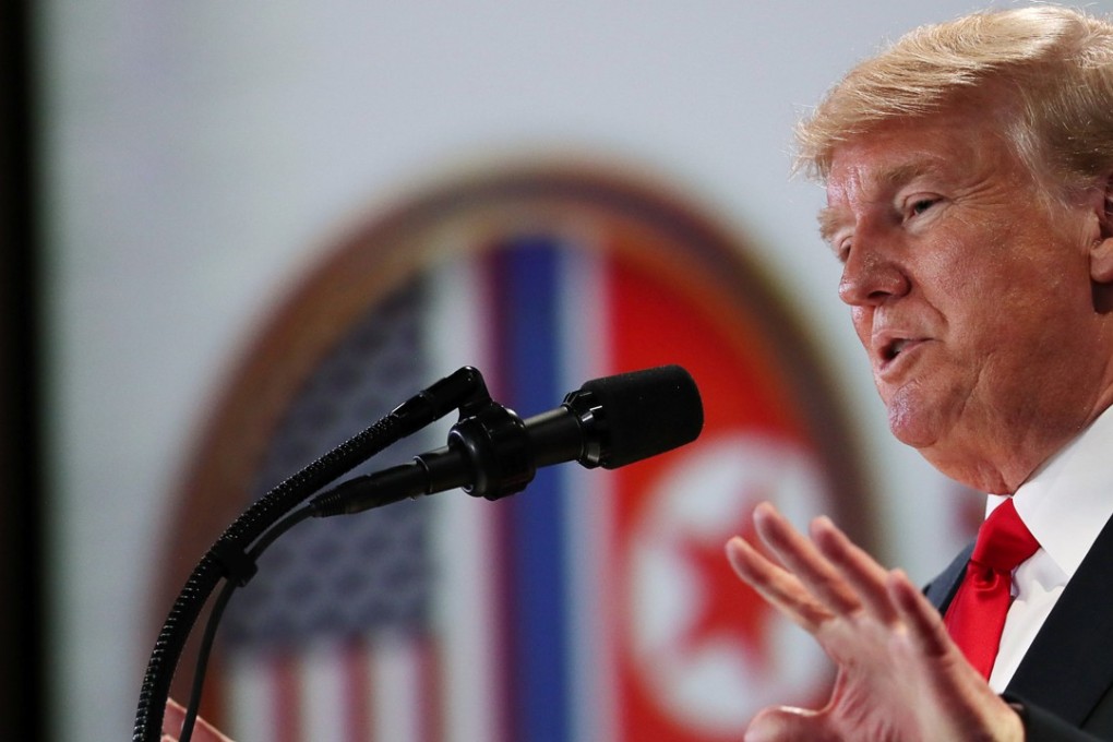 US President Donald Trump speaks during a news conference after his meeting with North Korean leader Kim Jong-un in Singapore on June 12. Photo: Reuters