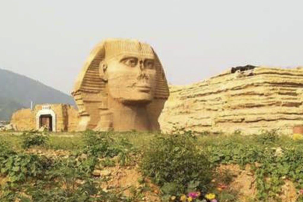 Authorities in Egypt are angry about the reappearance of a giant replica of the Great Sphinx of Giza at a culture park in northern China. Photo: News.163.com