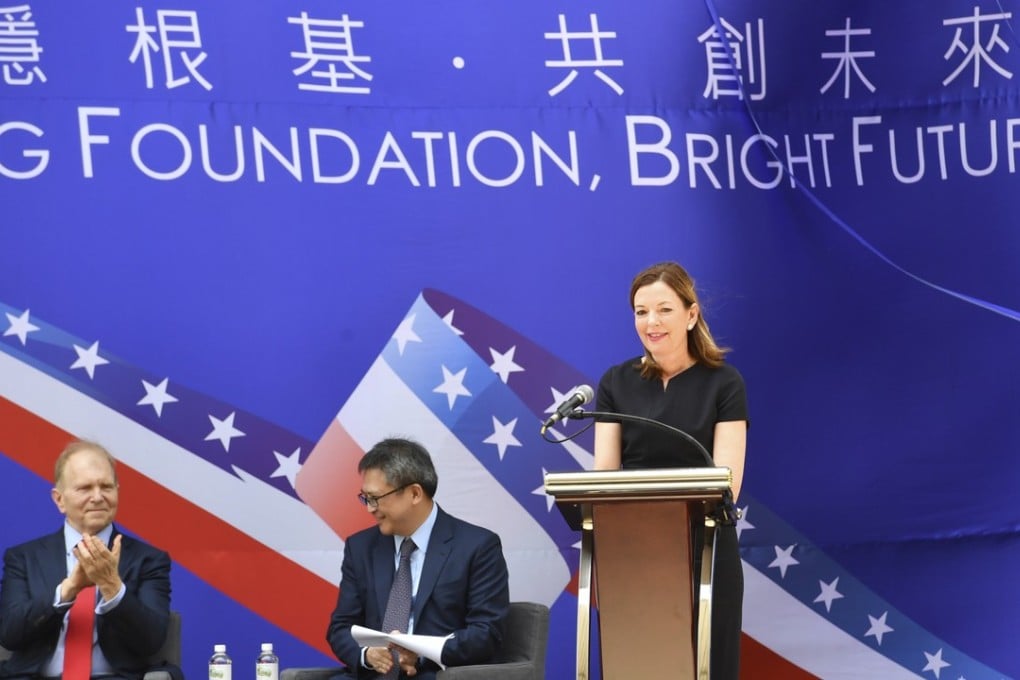 Marie Royce (right), assistant US secretary of state for educational and cultural affairs, at the opening of the new American Institute in Taiwan on Tuesday. Photo: CNA