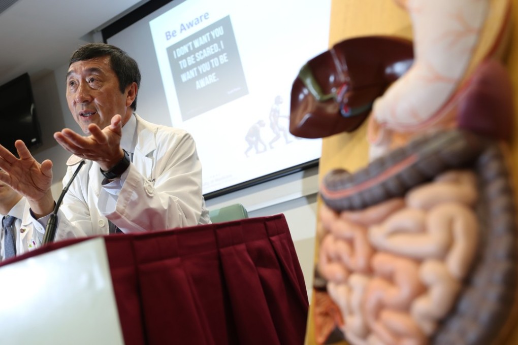Professor Joseph Sung outlines the study’s findings at a press conference at the Prince of Wales Hospital in Sha Tin. Photo: Winson Wong