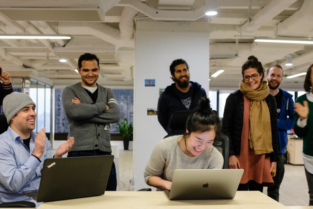 A fun speed typing competition at Chengbao, part of the company policy of fostering a good work-life balance to inspire creativity.