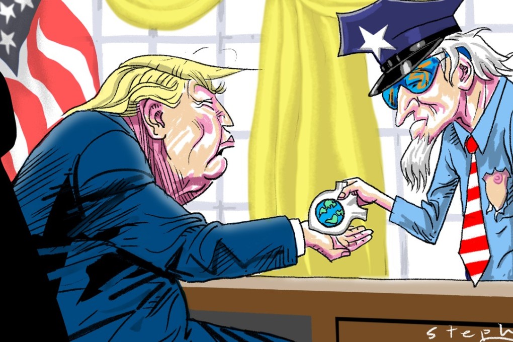 Donald Trump is presiding over America’s retreat from its global role in security and trade. Illustration: Craig Stephens