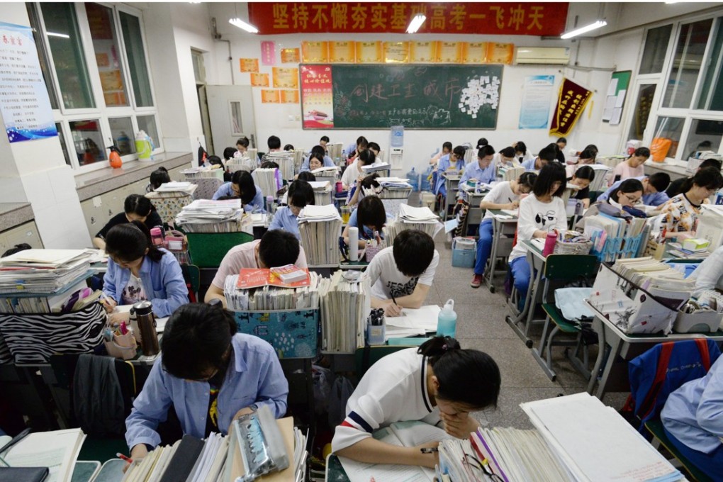 Chinese high school students prepare for exams. The country’s market for educational services such as tutoring could be worth as much as US$461 billion by 2020. Photo: EPA