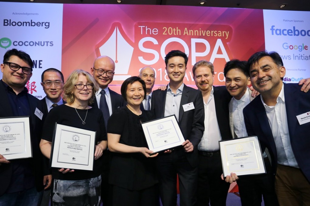 Staff from the South China Morning Post at the SOPA 2018 Awards. Photo: Dickson Lee