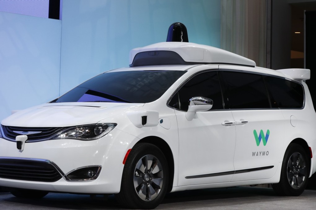 A Chrysler Pacifica hybrid minivan outfitted with Waymo's suite of sensors and radar is displayed at the North American International Auto Show in Detroit in January 2017. The vehicles are being used in a pilot programme in Arizona. Photo: AP