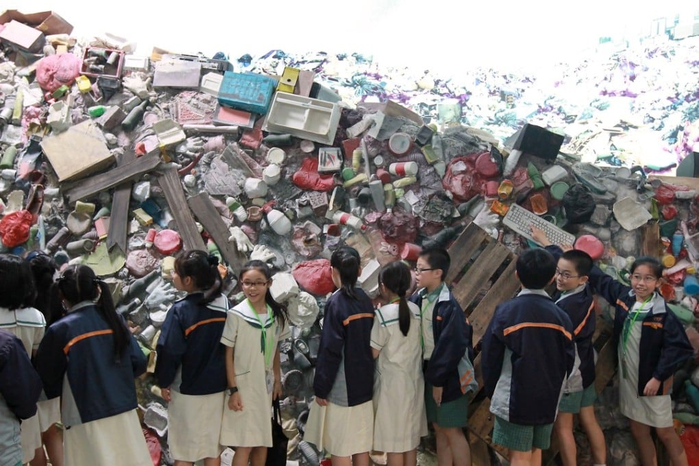 Local students get a sense of the urgency of the waste management problem in Hong Kong at the Eco Park in Tuen Mun. Photo: