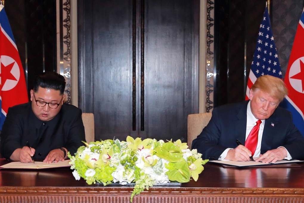 North Korean leader Kim Jong-un (left) and US President Donald Trump signed a deal in Singapore to denuclearise the Korean peninsula, but exactly how and when that will be achieved remains unclear. Photo: EPA-EFE