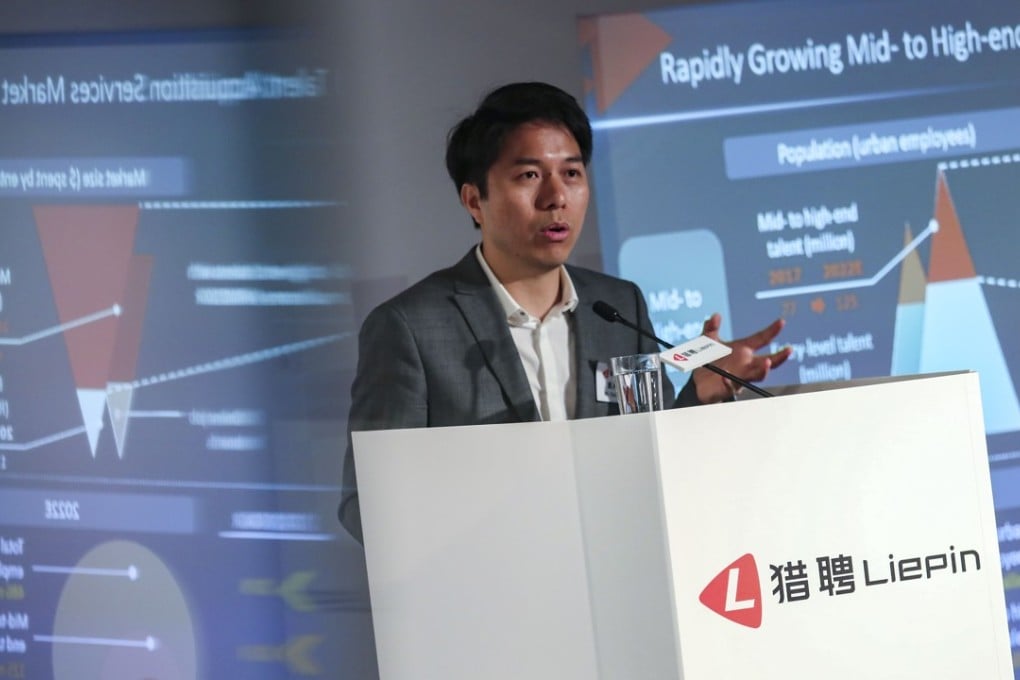 Rick Dai Kebin, chairman, CEO and founder of Wise Talent, announces details about the company’s upcoming IPO, in Hong Kong on Friday. Photo: Jonathan Wong