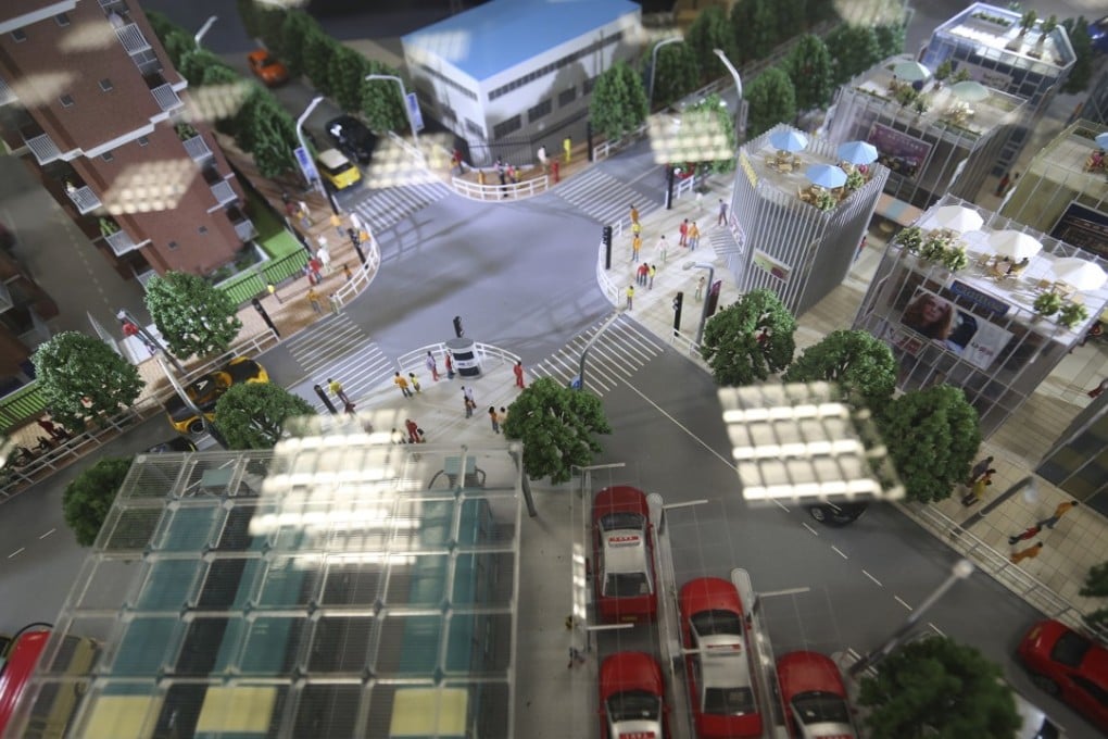 Model of a green smart city displayed at the Hong Kong Productivity Council building. Photo: Xiaomei Chen