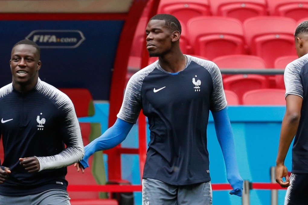 France national soccer team player Paul Pogba (C) attends a training session at the Kazan Arena stadium. Photo: EPA