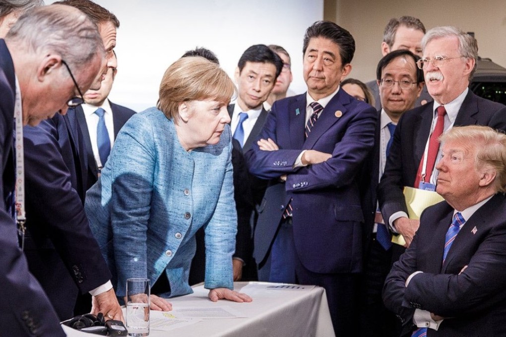 What happened at the G7 summit between world leaders such as Angela Merkel (left) and Donald Trump (right) enabled China to reap another unexpected windfall. Photo: AFP