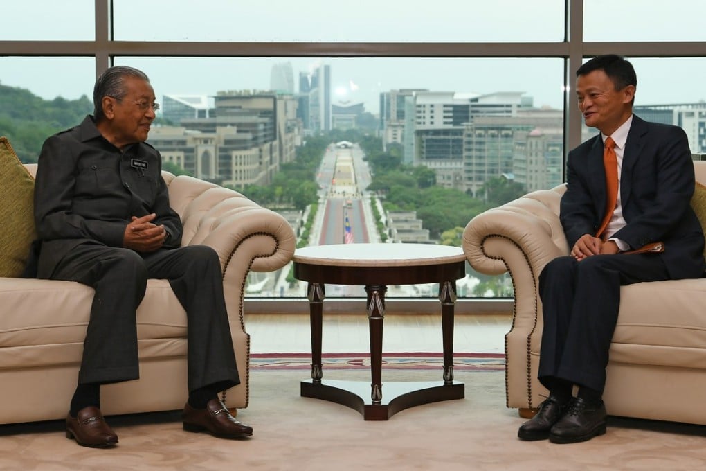 Malaysia’s Prime Minister Mahathir Mohamad and Alibaba Group co-founder Jack Ma meeting in Putrajaya on June 18, 2018. Photo: SCMP