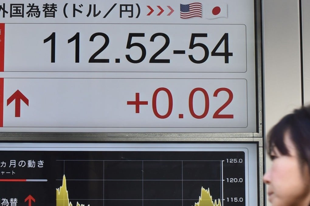 A pedestrian walks in front of a board displaying the exchange rate of the Japanese yen against the US dollar in Tokyo on February 6, 2017. The yen has historically been a bellwether for Japanese investor confidence on investing abroad. Photo: AFP