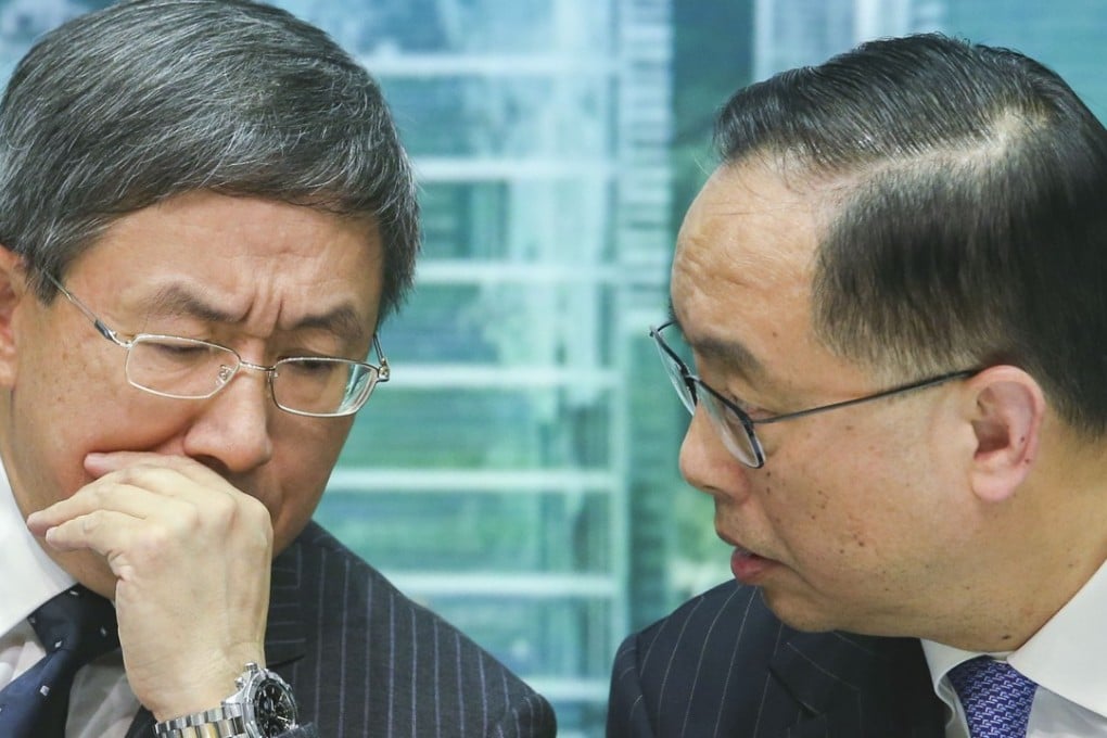 Cheuk Wing-hing, permanent secretary for innovation and technology, (left) and Nicholas Yang Wei-hsiung, secretary for innovation and technology. Photo: David Wong