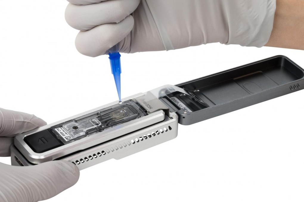 A hand-held small volume DNA sequencing device made by Oxford Nanopore Technologies. Photo: Handout