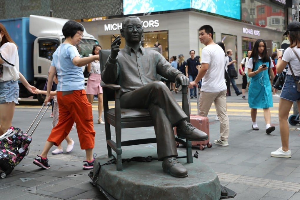 The statue of Liu Xiaobo now sits on Paterson Street in Causeway Bay. Photo: Sam Tsang