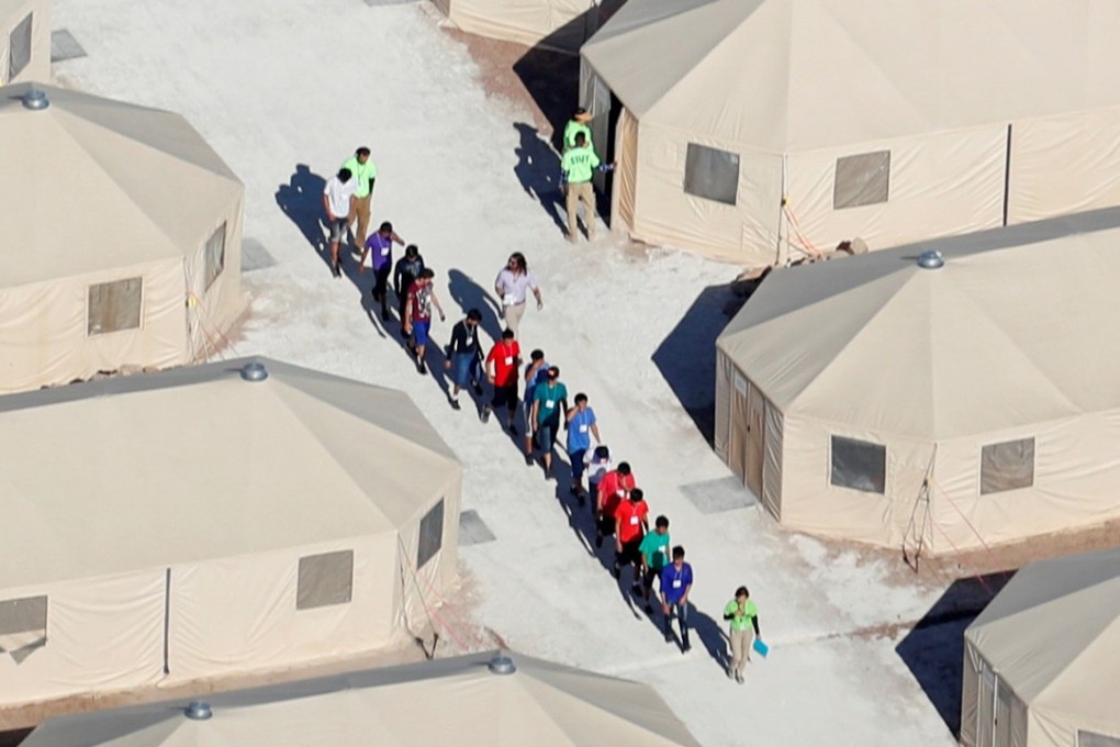 Immigrant children, many of whom have been separated from their parents under a new ‘zero tolerance’ policy by the Trump administration, are being housed in tents next to the Mexican border in Tornillo, Texas. Photo: Reuters