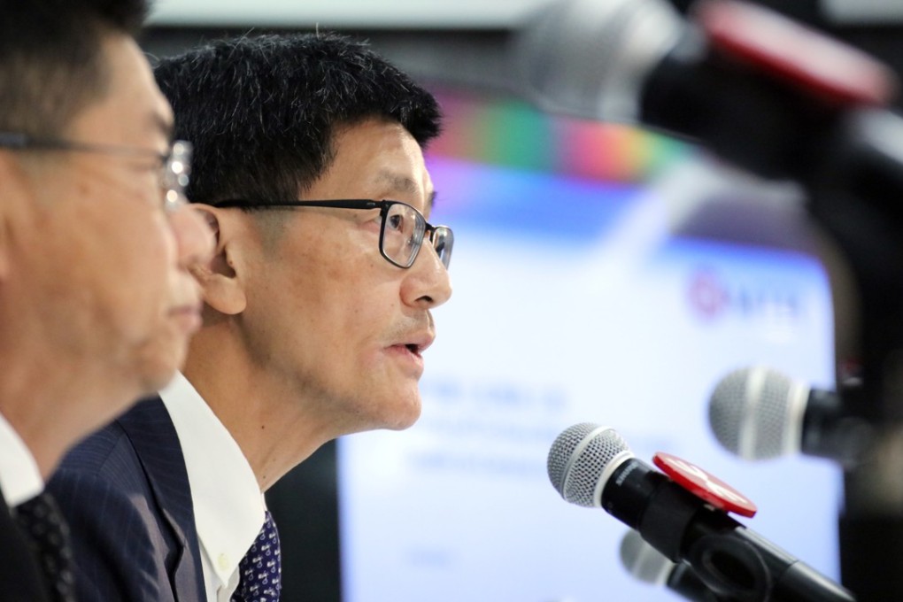 MTR Corp CEO Lincoln Leong speaking to media on Tuesday about problematic works. Photo: Felix Wong