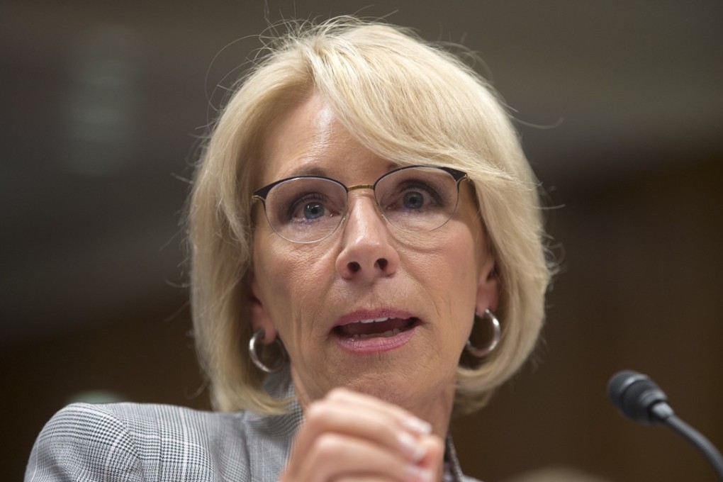 US Education Secretary Betsy DeVos in Washington on June 5. Photo: EPA-EFE