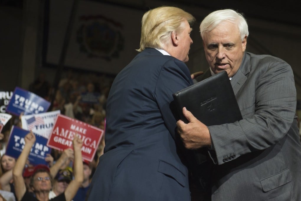 West Virginia governor Jim Justice (right), an ally of US President Donald Trump, has said the China Energy investment deal would boost his economically ailing state’s natural gas and petrochemical industries and create jobs. Photo: AFP