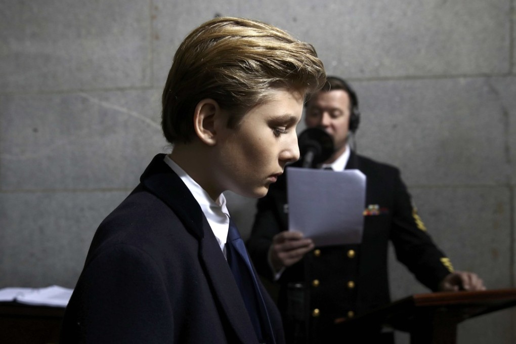 Barron Trump arrives on the West Front of the US Capitol on January 20, 2017, ahead of his father, Donald Trump’s inauguration as US president in Washington. Photo: Reuters