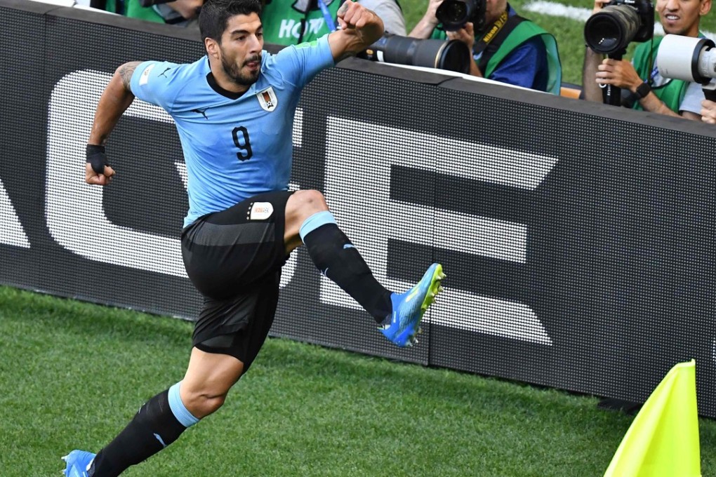 Uruguay forward Luis Suarez celebrates scoring his team’s only goal in the 2018 World Cup group A win over Saudi Arabia. Photo: AFP