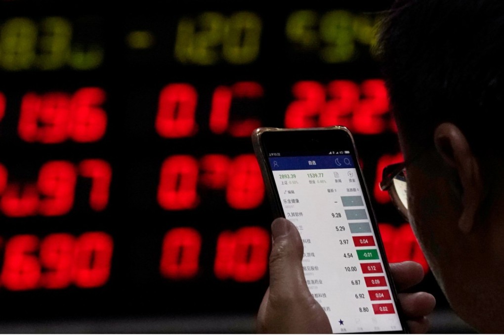 An investor checks stock information on a mobile phone. Credit Suisse is bullish on China’s stock market as all signs point to a healthy economy. Photo: Reuters
