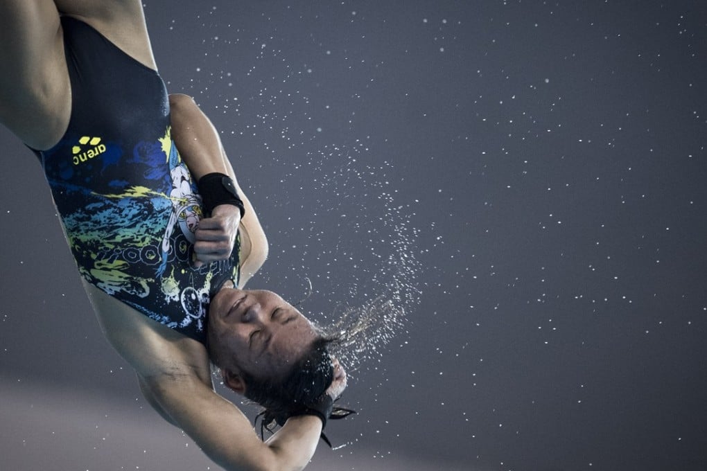 Malaysia’s Pandelela Rinong competes in the women's 10m platform at the World Cup in Wuhan this month. Photo: Xinhua