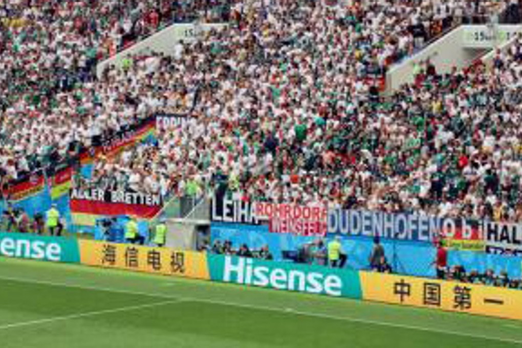 A Hisense Fifa World Cup ad promotes company as No 1 in China. Photo: Tom.com
