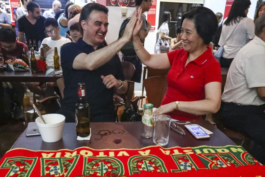 Portuguese fans in Macau support their team. Photo: Nora Tam