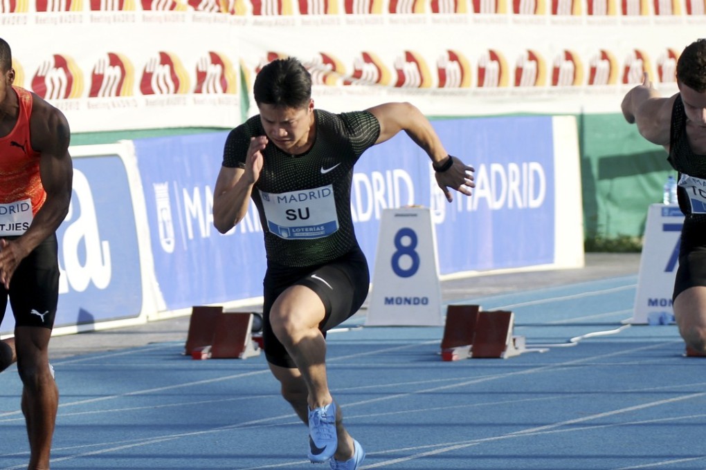 Su Bingtian of China runs during the men’s 100m final in Madrid. Photo: Xinhua