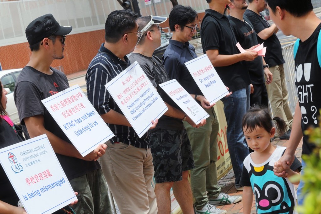 The parents and teachers called on board members to step down in August. Photo: K.Y. Cheng